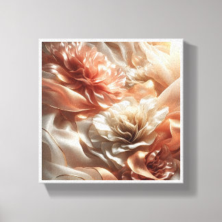 Luxus-Roségold-Seidenblumen - Abstrakter Fluid Flo Leinwanddruck