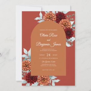Luxus-Rost-Orange-Dahlia-Hochzeit Einladung