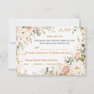 Luxus-Rot-Hochzeits-Antwortkarte mit floralem Desi RSVP Karte