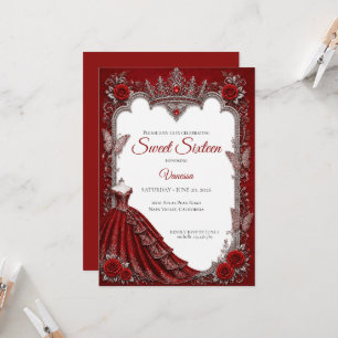 Luxus-Rot-Prinzessin Sweet 16 Einladung