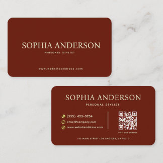 Luxus-Rot und Creme QR-Code Persönlicher Stylist Visitenkarte
