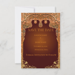 Luxus-Rot und Gold Karte zur Hochzeitseinladung "S
