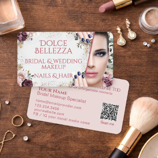 Luxus-Rouge-Rosa-Blumen-Make-up-Artistin für Bräut Visitenkarte