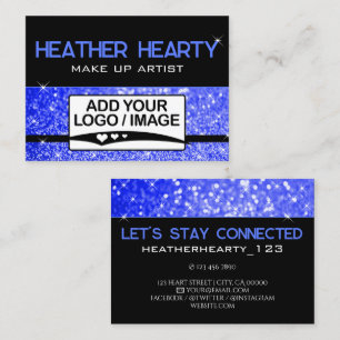 Luxus Royal Blue Black Sparkle Glitzer mit Logo Visitenkarte