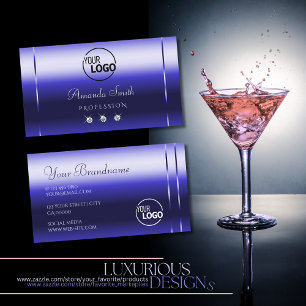 Luxus Royal Blue Gradient mit Logos und Diamanten Visitenkarte