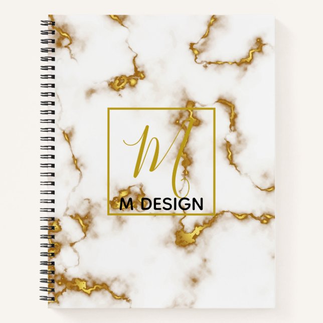 Luxus Royal Marble Gold Monogram Business Design Notizbuch (Vorderseite)
