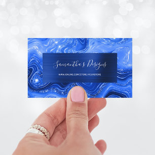 Luxus-Royalblau-Marmor-Achat-Glamour-Navy-Folie Visitenkarte