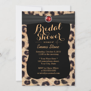 Luxus Ruby Gems Leopard Print Brautparty Einladung