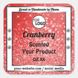 Luxus Ruby Red Sparkle Glitzer Logo Quadratischer Aufkleber