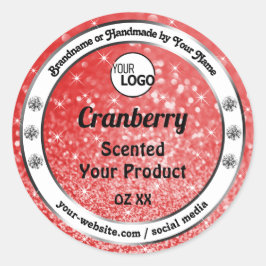 Luxus Ruby Red Sparkle Glitzer Logo Runder Aufkleber