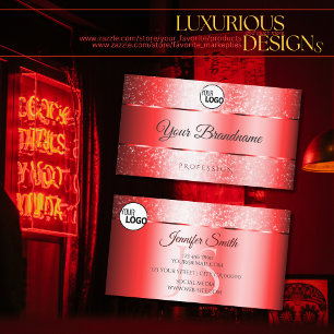 Luxus Ruby Red Sparkle Glitzer Logo und Monogram Visitenkarte