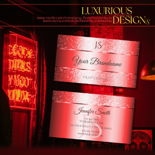 Luxus Ruby Red Sparkle Glitzer und Monogram Noble Visitenkarte