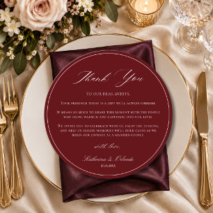 Luxus-Runde Hochzeitsplatz-Dankeskarten Programm