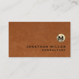 Luxus Sable Brown Leather Gold Monogram Visitenkarte