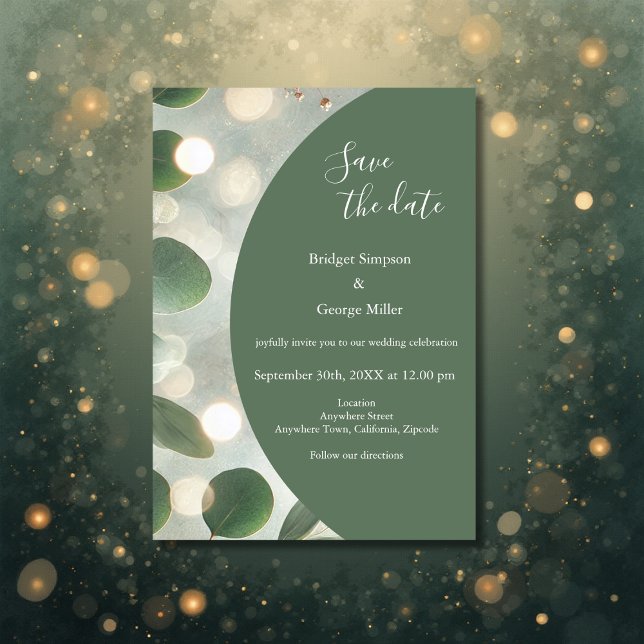 Luxus Sage Green Eucalyptus sicher das Datum Hochz Einladung (Von Creator hochgeladen)