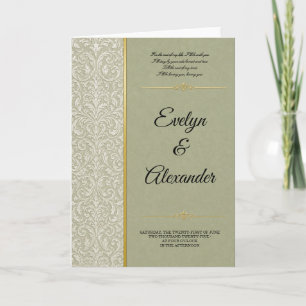Luxus-Sage-Grün-Damaskus-Gold-Hochzeit Karte