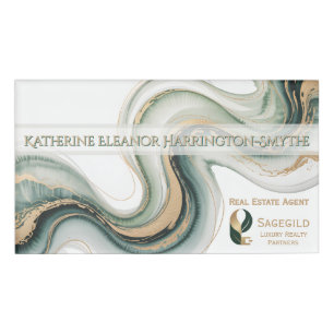 Luxus-Sage-und-Gold-Marmor-Makler-Logo Magnetisch Namenschild
