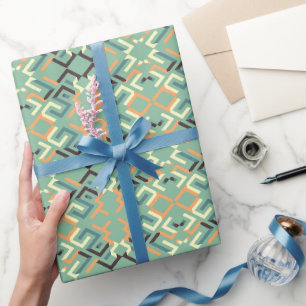 Luxus-Salbei-Grün geometrisches Stammesmuster naht Geschenkpapier