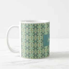 Luxus-Salbei-Grün geometrisches Stammesmuster naht Kaffeetasse