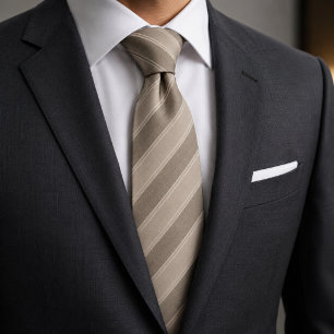 Luxus-Sandstein und Taupe gerippte Jacquard-Streif Krawatte