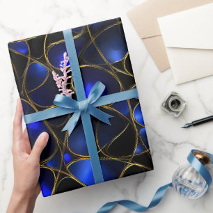 Luxus Saphir Blau Gold Glanz Abstraktes Muster Geschenkpapier