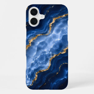 Luxus-Saphir-Marmor-Achat iPhone 16 Plus Hülle
