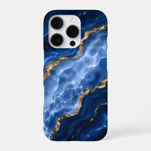 Luxus-Saphir-Marmor-Achat iPhone 16 Pro Hülle (Rückseite)