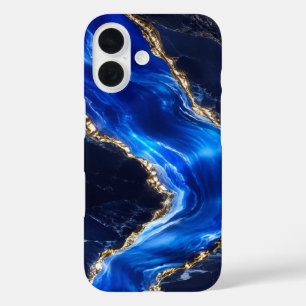 Luxus-Saphir-Marmor-Fluss iPhone 16 Hülle