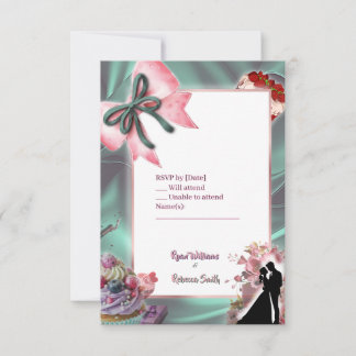 Luxus-Satin-Schleife Hochzeit-RSVP-Karte RSVP Karte