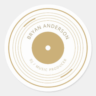 Luxus-Schallplatte aus Gold Vinyl DJ Musikproduzen Runder Aufkleber