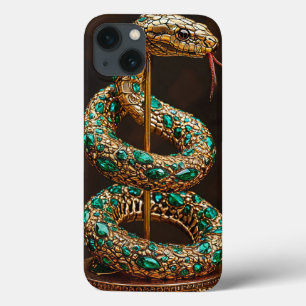 Luxus-Schlangenaesthetic-Smaragd-Edelstein-Gold Case-Mate iPhone Hülle