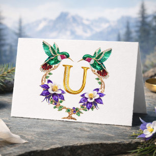 Luxus-Schmetterlings-Kolibri-Monogramm U Hochzeit  Dankeskarte
