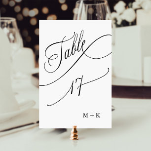 Luxus Schrift Schwarz-Weiß-Hochzeit Nummer 17, Tischnummer
