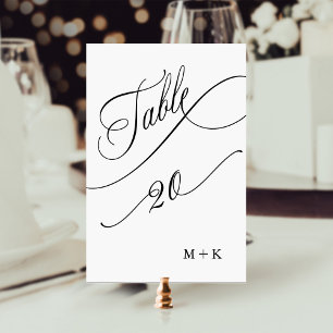 Luxus Schrift Schwarz-Weiß-Hochzeit Nummer 20, Tischnummer