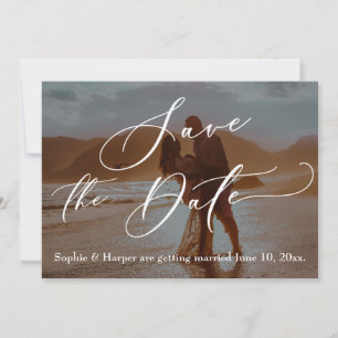 Luxus-Schriftart Ihr Strandfoto Save-the-Date-Kart Einladung