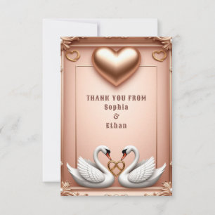 💍 Luxus-Schwan-Roségold-Hochzeit 💍 Dankeskarte