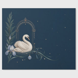 Luxus-Schwan-Weihnachten-Navy-Geschenkpapier Geschenkpapier