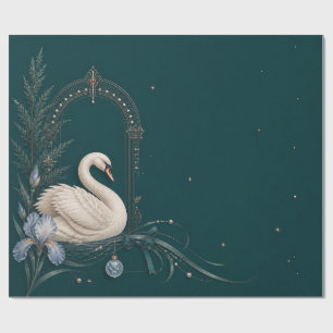 Luxus-Schwan-Weihnachten-Teal-Geschenkpapier Geschenkpapier