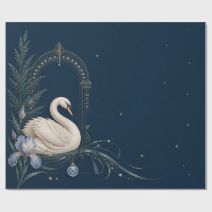 Luxus-Schwan-Weihnachts-Geschenkpapier Saphirblau Geschenkpapier