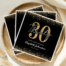 Luxus-Schwarz-Gold-30-Geburtstagstagsservietten