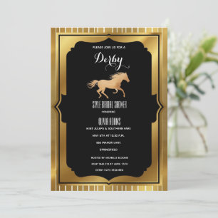 Luxus Schwarz & Gold Art Deco Kentucky Derby Braut Einladung