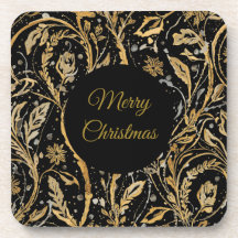 Luxus-Schwarz-Gold-Blumenmuster, Frohe Weihnachten