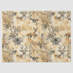 Luxus-Schwarz-Gold-Botanik-Fuchs-Kunst (5) Seidenpapier