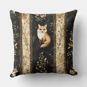 Luxus-Schwarz-Gold-Botanik-Fuchs-Muster Kissen