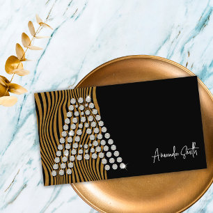 Luxus-Schwarz-Gold-Diamant-Social-Media-Monogramm Visitenkarte