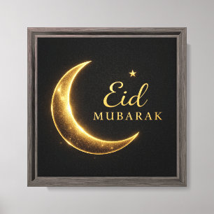 Luxus Schwarz & Gold Eid Mubarak Wandkunst – Elega Leinwanddruck