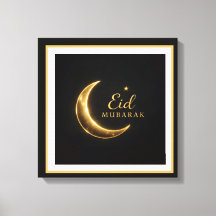 Luxus-Schwarz & Gold Eid Mubarak-Wandkunst – Elega
