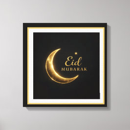 Luxus-Schwarz & Gold Eid Mubarak-Wandkunst – Elega Leinwanddruck