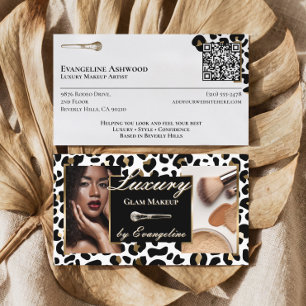 Luxus Schwarz Gold Gepard Leopard Druck Make-up Visitenkarte