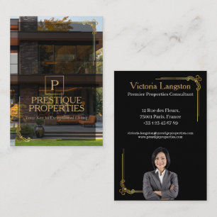 Luxus-Schwarz-Gold-Immobilien-Foto-Monogramm Visitenkarte